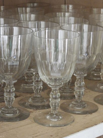 Suite of twenty-two glass water glasses with...