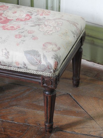 Rectangular footrest in natural wood resting...
