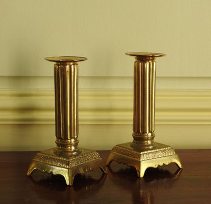 Pair of gilt bronze candlesticks in the Louis...