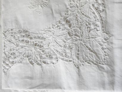 Two tablecloths - one damask of Flowers of...