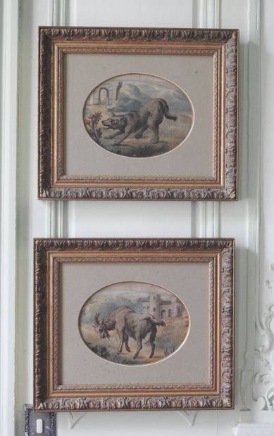 18th century FRENCH SCHOOL: Wolf and Goat....