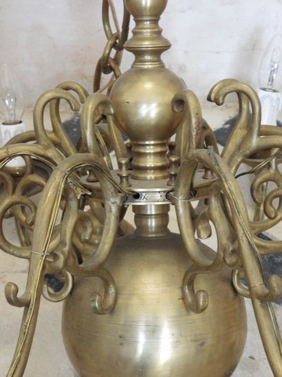Dutch bronze chandelier with eight arms of...