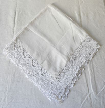 Pair of Large Pillowcases Richelieu Embroidery...