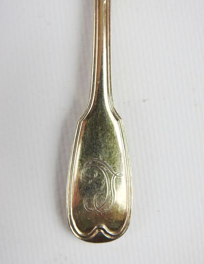 Suite of twelve small silver spoons gilded,...
