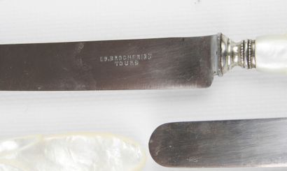 Suite of seventeen entremet knives with mother-of-pearl...