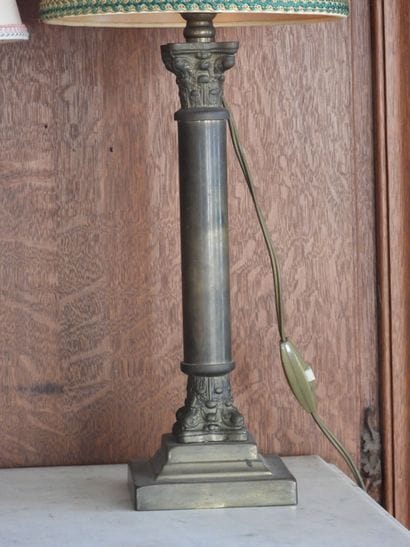 Pair of brass column lamp feet. Modern work....