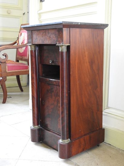 Mahogany and mahogany veneer bedside table,...