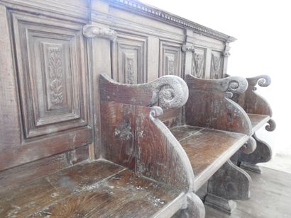 Church stall with four seats in molded and...