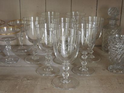 Suite of eight water glasses engraved P.B....