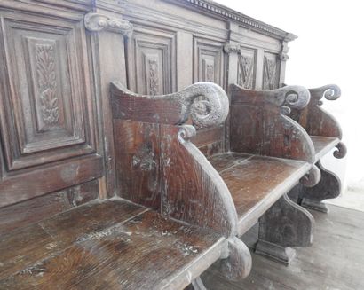 Church stall with four seats in molded and...