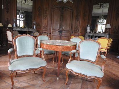 Suite of four armchairs cabriolets in natural...