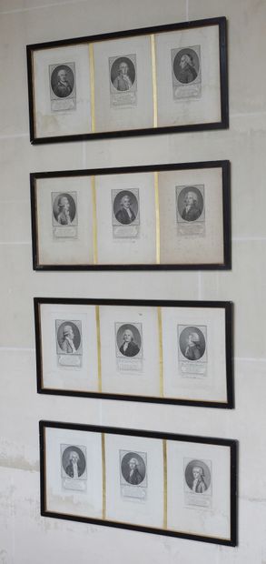 Suite of twenty-four old engravings representing...