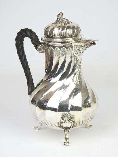 Minerva silver coffee pot with twisted ribs...