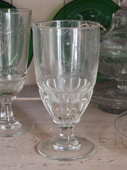 Meeting of six blown glass stemmed glasses...