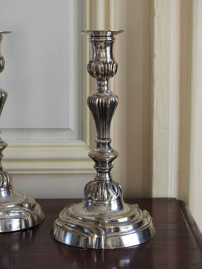 Pair of silver plated bronze torches with...
