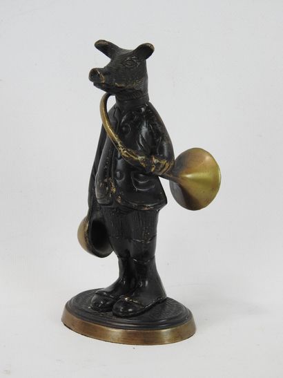 SUBJECT in bronze with brown patina representing...