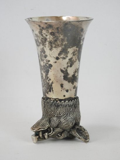 HUNTING GABET in silver plated metal decorated...