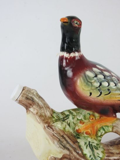 ALCOHOL BOTTLE in polychrome ceramics decorated...