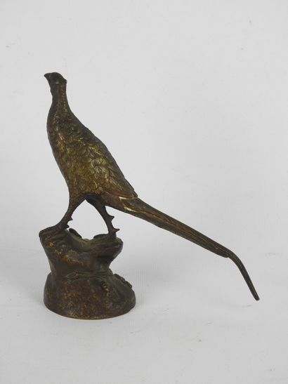 Léon BUREAU (1866-1906) : Pheasant. Bronze...