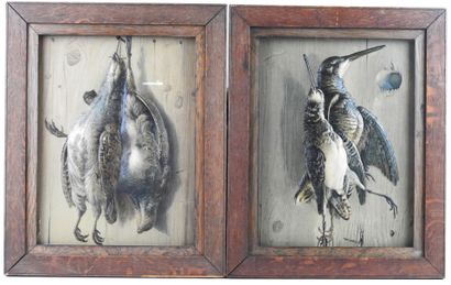 Pair of embossed CHROMOLITOGRAPHIES representing...