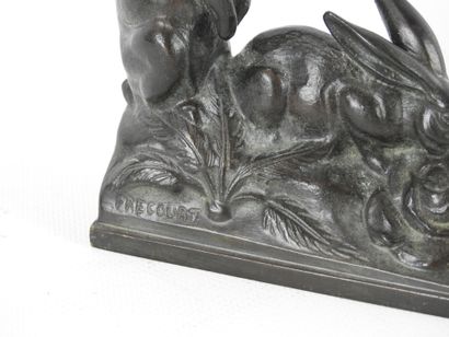 Maurice FRECOURT (1890-1961): Two hares eating...
