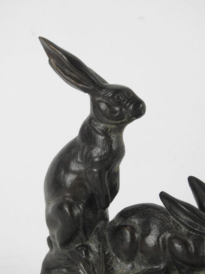 Maurice FRECOURT (1890-1961): Two hares eating...