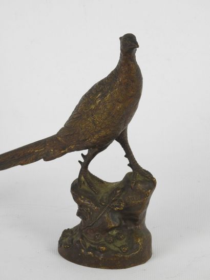 Léon BUREAU (1866-1906) : Pheasant. Bronze...
