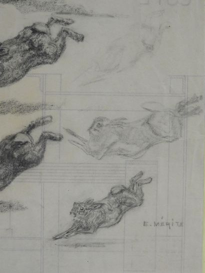 Edouard MERITE (1867-1941): Study of rabbits....
