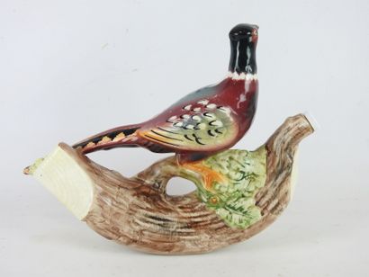 ALCOHOL BOTTLE in polychrome ceramics decorated...