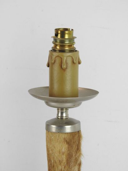 PAIR of lamp feet deer leg mounted on a wooden...