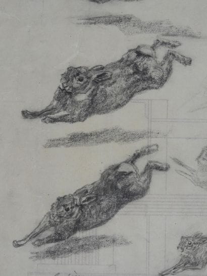 Edouard MERITE (1867-1941): Study of rabbits....