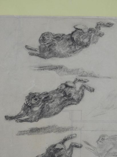 Edouard MERITE (1867-1941): Study of rabbits....