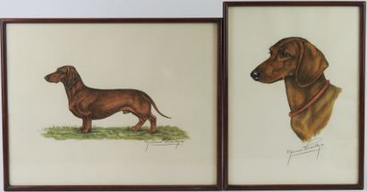Maurice BRAILLY - XXth century : Two dog...
