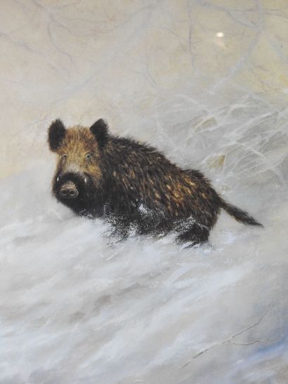 Michel MIEUSEMENT - XXth century : Boar in...