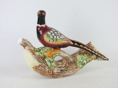 ALCOHOL BOTTLE in polychrome ceramics decorated...
