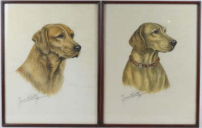 Maurice BRAILLY - XXth century : Two dog...