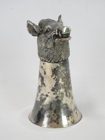 HUNTING GABET in silver plated metal decorated...
