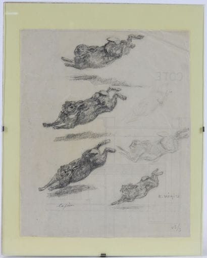 Edouard MERITE (1867-1941): Study of rabbits....