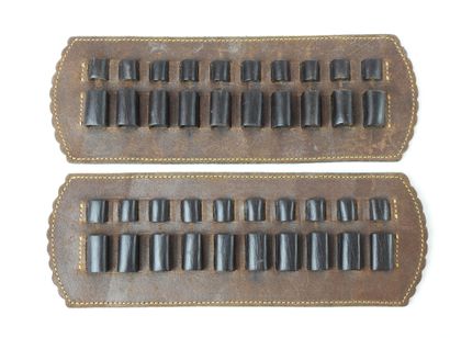 TWO leather belt cases. 9.5 x 26.5 cm. Wear...