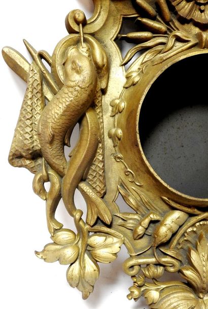 Gilt bronze frame with hunting and fishing...