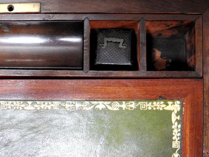 Mahogany travel writing case with brass spandrels...