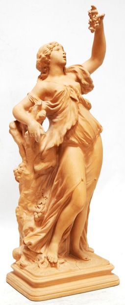 Terracotta subject representing a woman draped...