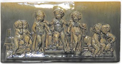 Decorative plate in bas-relief of rectangular...