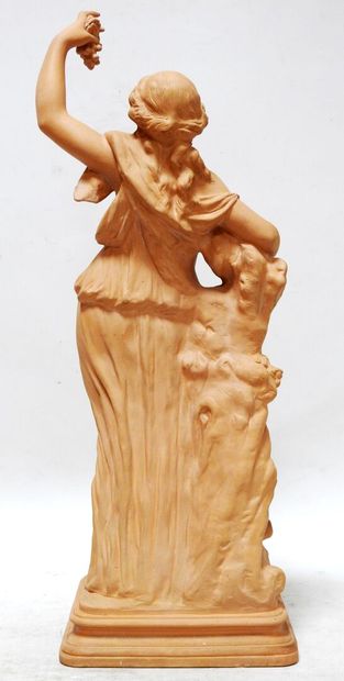 Terracotta subject representing a woman draped...