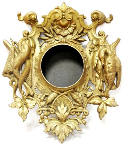 Gilt bronze frame with hunting and fishing...