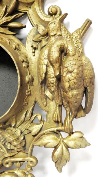Gilt bronze frame with hunting and fishing...