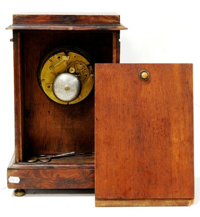 Rectangular clock in mahogany veneer with...