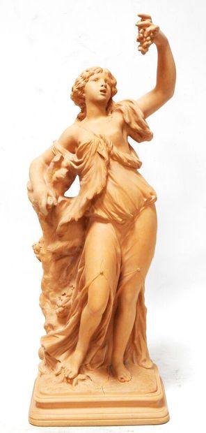Terracotta subject representing a woman draped...