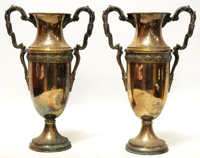 Pair of vases with double handles out of...