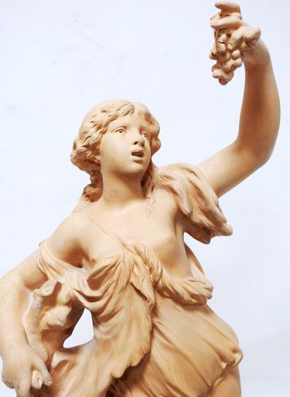 Terracotta subject representing a woman draped...